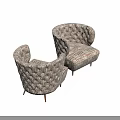 Stylish Modern Accent Chairs with Multicolored Geometric Fabric and Metal Legs on Marble Floor