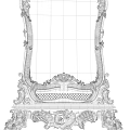 Ornate White Dressing Table With Carved Mirror And Orange Diamond Pattern Wall