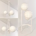 Modern Spherical Chandelier With White Shades Metallic Frame And Multiple Angles 3d model