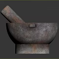 Rustic Textured Stone Mortar and Pestle with Earthy Tones for Household Grinding