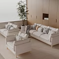 Multi-person Sofa Single Sofa Double Sofa Carpet Green Plant 3d model