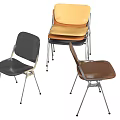 Modern Dining Chairs In Black Yellow Brown Colors With Metal Legs Design