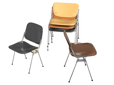 Modern Dining Chairs In Black Yellow Brown Colors With Metal Legs Design 3d model