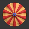Children Playing With Colorful Carousel Toy Red Yellow Striped Canopy Blue Base