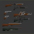Toy Weapons Collection Featuring Various Plastic Guns With Orange Green And Gray Designs