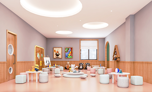 Modern Kindergarten Classroom Kindergarten Classroom Manual Room Classroom Children's Desks and Chairs 3d model