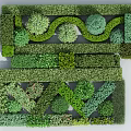 Neatly Arranged Ornamental Shrubs With Various Shapes And Diverse Green Foliage In Garden Landscape