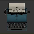 Vintage Blue Typewriter With Classic Design And Paper Sheet On Top