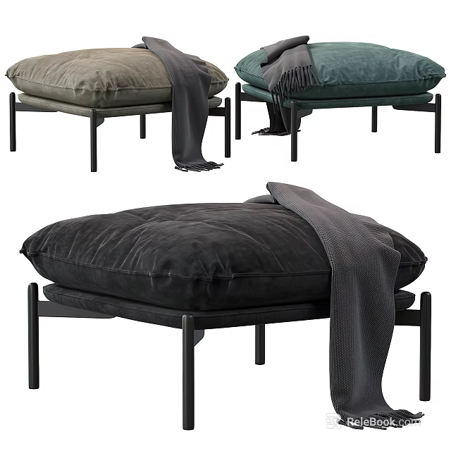 Sofa Stools With Blankets In Multiple Colors And Modern Design 3d model 
