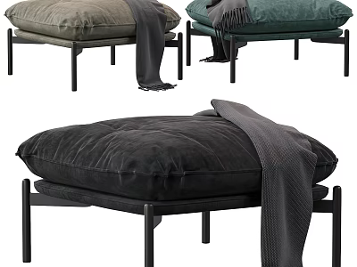 Sofa Stools With Blankets In Multiple Colors And Modern Design 3d model