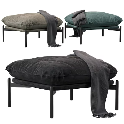 Sofa Stools With Blankets In Multiple Colors And Modern Design 3d model