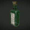 Vintage Green Glass Perfume Bottle With Cork Stopper And Classic Label Design