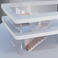 Modern Architectural Model With Multi Layered Structure And Spiral Staircase Wooden Steps 3d model