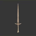 Ancient Metal Sword With Long Slender Blade And Decorative Hilt On Dark Background
