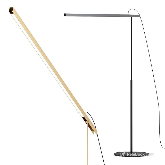 Modern Minimalist Floor Lamp with Sleek Metal Pole and Adjustable Light for Living Room 3d model 