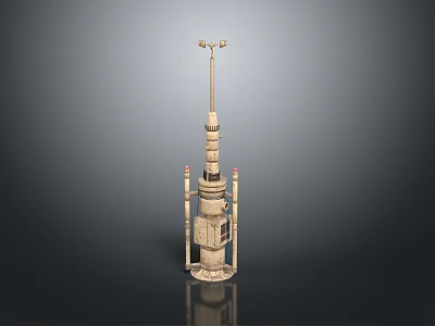 Traditional Decorative Weapon Spear With Wooden Handle And Metal Tip Isolated On Dark Background 3d model
