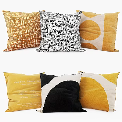 Colorful Throw Pillows With Dots Circles Text And Geometric Patterns For Home Decor 3d model