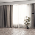 modern curtain gauze curtain 3d model