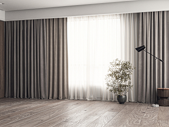 modern curtain gauze curtain 3d model