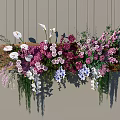 Wall Mounted Floral Installation With Wooden Board And Mixed Colors Flowers Green Foliage Hanging