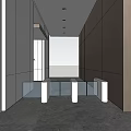 Modern Lobby Front Desk Interior Design With Marble Walls Glass Partitions And Seating