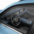 Light Blue Modern SUV Featuring Black Roof Black Wheels And Sleek Exterior Design