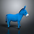 Realistic 3D Blue Donkey Model Standing On Dark Background With Reflection 3d model