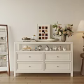 American Retro Low Cabinet Bucket Cabinet Decorator Floor Lamp Bookcase Entrance Cabinet Bookshelf 3d model