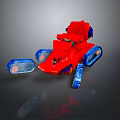 Red And Blue Toy Tank With Blue Tracks And Playful Cartoon Design