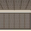 Natural Style Ceiling Design With Woven Texture And Wooden Frame 3d model