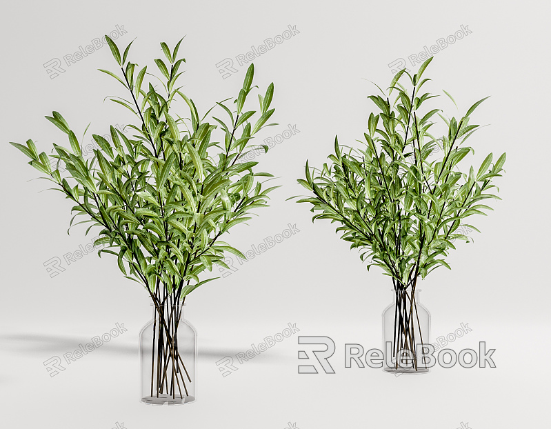 Modern vase plant floral art model