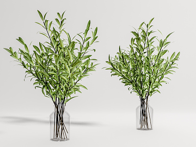 Modern vase plant floral art model