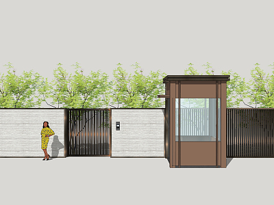 Modern gate residential fence model