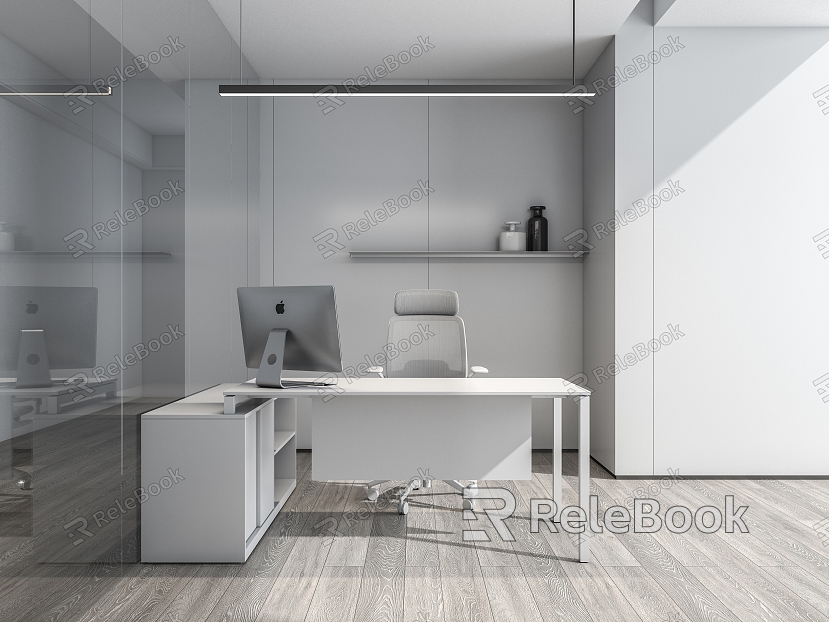 Minimalist manager office SU model model