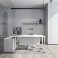 Modern Office Interior With White Desk Computer Chair And Wooden Floor