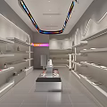 Modern Shoe Store Interior With Display Shelves And Various Footwear Collection