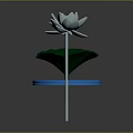 Golden And Light Blue Lotus Decorations With Green Leaves Blue Base And White Stem