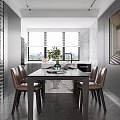 Modern Living and Dining Room Interior Design With Gray Sofa Large TV And City View
