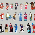 Multiple Chinese Traditional Opera Character Figurines In Colorful Traditional Costumes