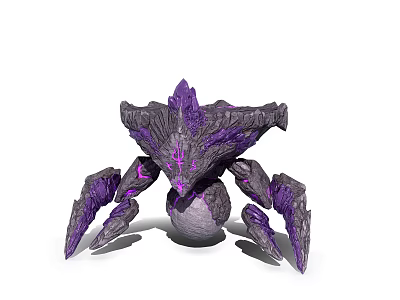 Game Movie Character Purple Gray Monster With Spider Like Legs Spiked Top And Glowing Center 3d model