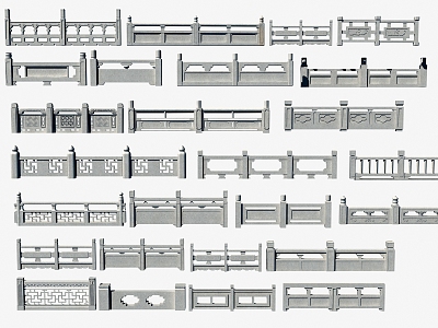 Chinese Guardrail Stone Railing model