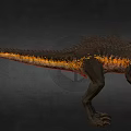 Detailed Spiked Dinosaur With Black Yellow Orange Features Standing In 3D Render Model