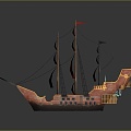 Retro sailing ship ancient ship ancient warship large ancient ship ancient warship 3d model