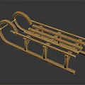 Traditional Wooden Sleigh With Curved Handles And Slatted Base For Winter Outdoor Use