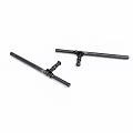 Two Black Traditional Japanese Swords With Metal Blades And Classic Handle Design