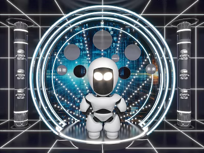 Science and Technology Future Intelligent Robot Pipeline Product Display Photo Background Board Meichen Photo Card 3d model