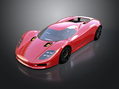 Red Sleek Sports Car With Modern Streamlined Design Black Wheels And Glass Roof 3d model