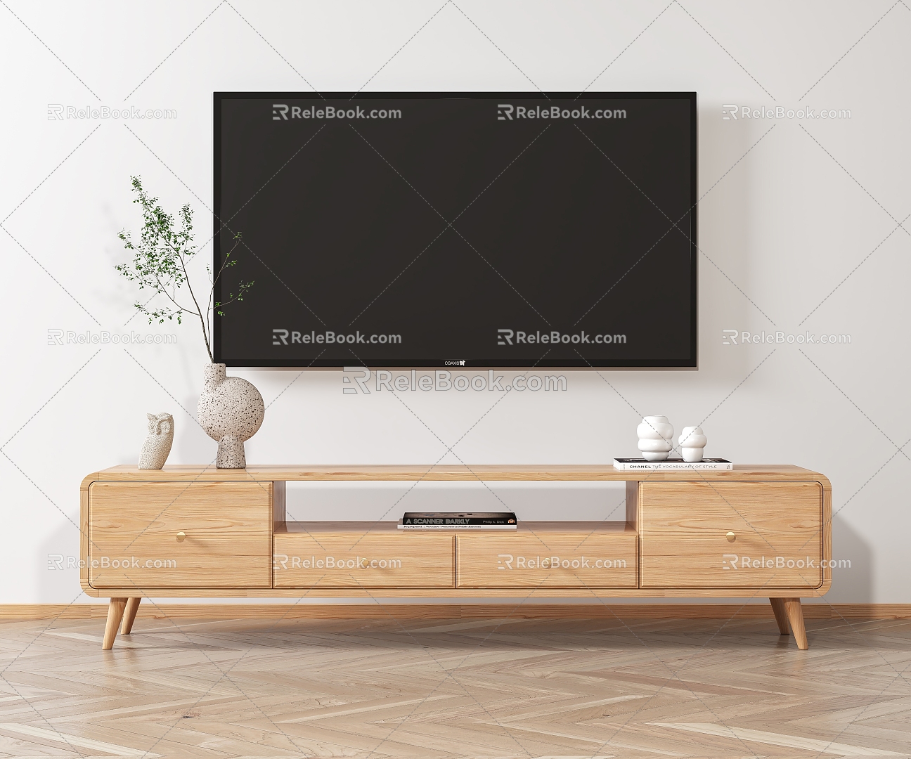 Nordic TV Cabinet Jewelry Ornaments Combination 3d model