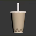 Delicious Brown Bubble Tea Cup With White Straw And Chewy Pearls