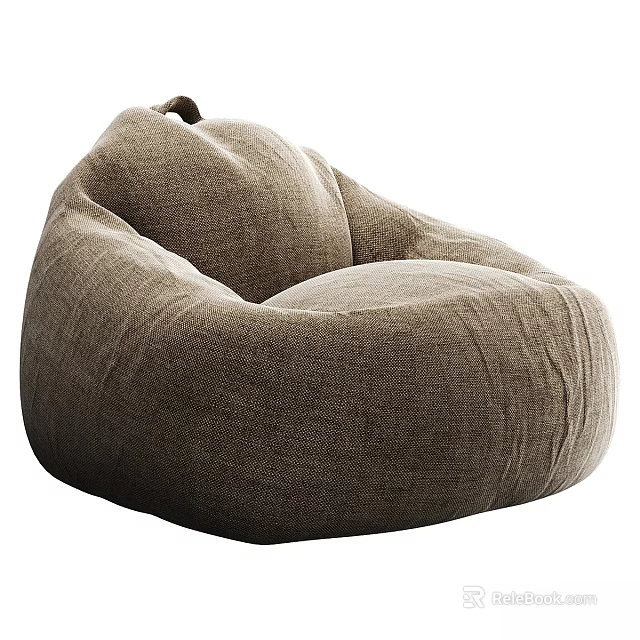 Cozy Brown Bean Bag Sofa Stool Made Of Soft Fabric For Casual Seating 3d model 